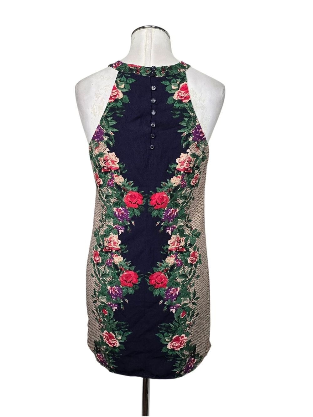 One Clothing Floral Mini Dress Blue Red Green Purple S - Picture 6 of 11